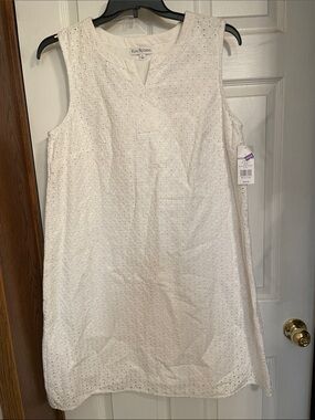 Kim Rogers White Sleeveless Eyelet Shift Dress
